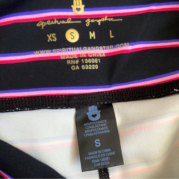 Spiritual Gangster black pink purple watermelon stripe the essential leggings - Picture 7 of 10